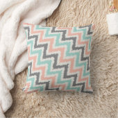 ミントグレーコーラルジグザグザイカットパターン クッション (ブランケット)