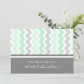 ミントグレーシェブロンブライダルランチ招待状 招待状 (スタンド正面)