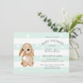 ミントグレーバニーベビーシャワー招待状 招待状 (スタンド正面)