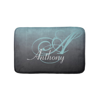 ミントグレーブラック抽象芸術名モ素朴ノグラム バスマット