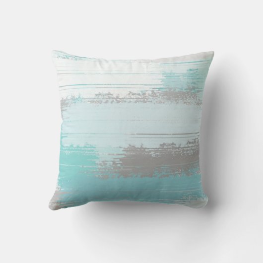 ミントグレー抽象芸術ブラシストローク装飾用クッション クッション (裏面)