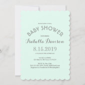 ミントグレー ホワイト ストライプ ベビーシャワー カード (正面)