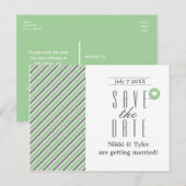 ミントグレー & ホワイト モダン セーブ・ザ・デート ポストカード (正面/裏面)