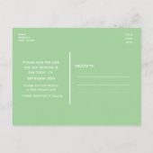 ミントグレー & ホワイト モダン セーブ・ザ・デート ポストカード (裏面)