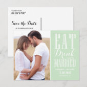 ミントグ食べリーン、飲み物結婚したと日付の保存 案内ポストカード (正面/裏面)