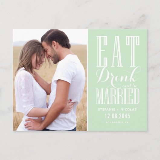 ミントグ食べリーン、飲み物結婚したと日付の保存 案内ポストカード (正面)