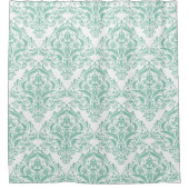 ミントコンテンポラリーグリーンダマスク模様 シャワーカーテン (正面)