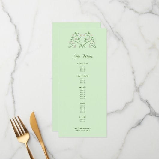 ミントコースメニュー数々ののつる植物ハート メニュー (正面/裏面インサイチュ)