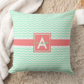 ミントコーラルシェブロン クッション (ブランケット)