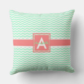 ミントコーラルシェブロン クッション (裏面)