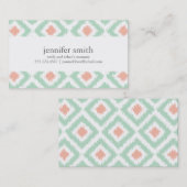 ミントコーラルダイヤモンドイカットパターン コーリングカード (正面/裏面)