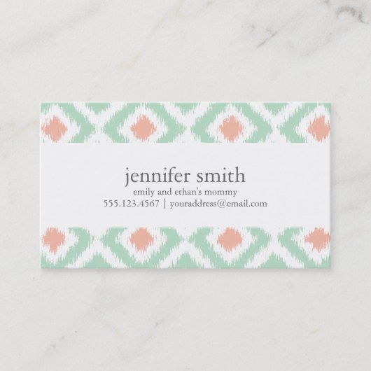 ミントコーラルダイヤモンドイカットパターン コーリングカード (正面)