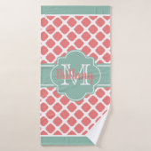 ミントコーラルモモノグラムのロッコバスタオル バスタオル (バスタオル)
