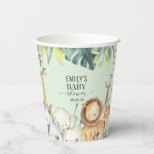 ミントサファリの動物男女兼用の赤ちゃんシャワー 紙コップ (裏面)