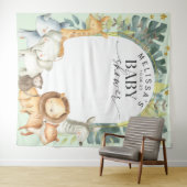 ミントサファリをテーマにしたジェンダーニュートラルなモダンな背景 タペストリー (インサイチュ(横))