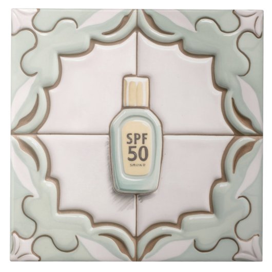 ミントサンスクリーンサンスクリーンボトルおもしろいバスルーム タイル (正面)