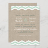 ミントシェブロンオンバーラップ結婚式招待状 招待状 (正面/裏面)