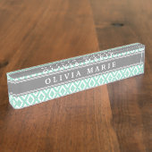 ミントシェブロングレーネームテンプレート デスクネームプレート (側面)