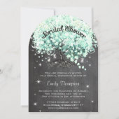 ミントシャルボードハートリーフツリーブライダルシャワー 招待状 (正面)