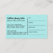 ミントシルバーグリッタータイポグラフィギフト券 名刺 (裏面)