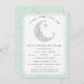 ミントシルバートゥインクルリトルスターベビーシャワー 招待状 (正面/裏面)