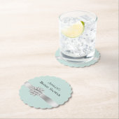 ミントシルバーリボンボウブライダルシャワー ペーパーコースター (インサイチュ)