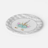 ミントシルバー&金ゴールドユニコーンプリンセス ペーパープレート (アングル)