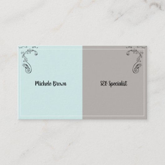 ミントシンプルとグレーとフローリズビジネスカード 名刺 (正面)