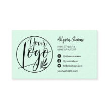 ミントシンプルグリーンのヘアメイクアップフォトロゴqrコード