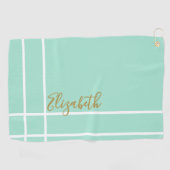ミントシンプルグリーン名前をカスタムするレディース ゴルフタオル (横)