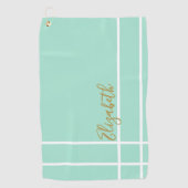 ミントシンプルグリーン名前をカスタムするレディース ゴルフタオル (正面)