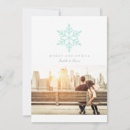 ミントシンプルーのスノーフレーク |ホリデーフォトカード シーズンカード