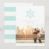 ミントシンプルーのスノーフレーク |ホリデーフォトカード シーズンカード (正面/裏面)