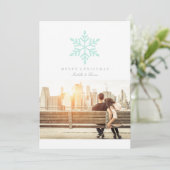 ミントシンプルーのスノーフレーク |ホリデーフォトカード シーズンカード (スタンド正面)