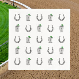 ミントジュレップカクテルと馬蹄の模様のレースデー  スタンダードカクテルナプキン