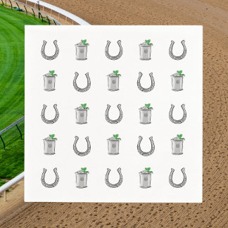 ミントジュレップカクテルと馬蹄の模様のレースデー スタンダードカクテルナプキン