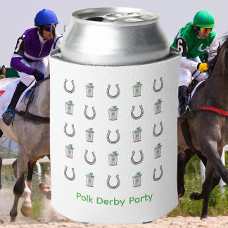ミントジュレップカクテルと馬蹄の模様 レースデー 缶クーラー
