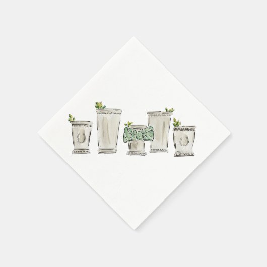 ミントジュレップ図解入りの、写真付きのホースレースダービーデイ スタンダードカクテルナプキン (角)