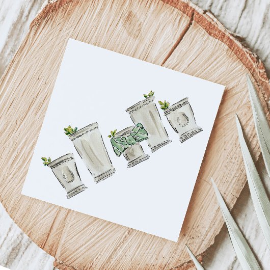 ミントジュレップ図解入りの、写真付きのホースレースダービーデイ スタンダードカクテルナプキン