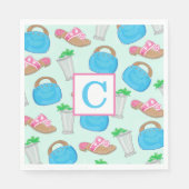 ミントジュレプバミューダバッグ名門私立校風のイニシャルダービー スタンダードランチョンナプキン (正面)