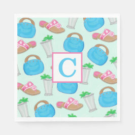 ミントジュレプバミューダバッグ名門私立校風のイニシャルダービー スタンダードランチョンナプキン