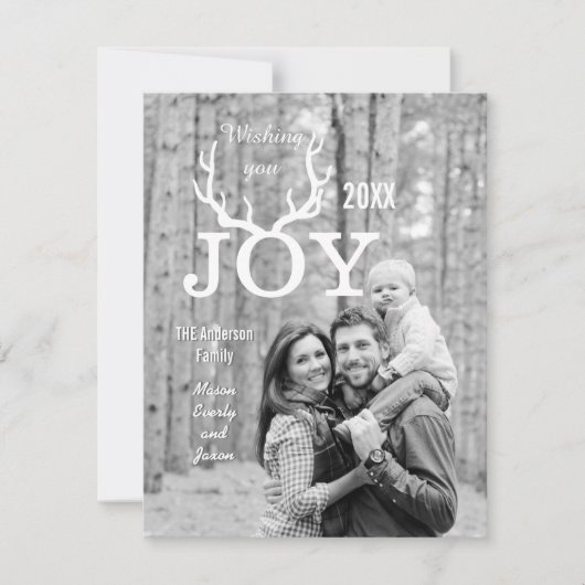 ミントジョイディアー〔雄ジカの〕枝角ホリデークリスマスフォトカード シーズンカード (正面)