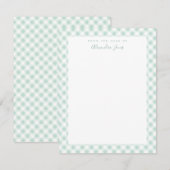 ミントジンガムチェック個人文房具ノートカード サンキューカード (正面/裏面)