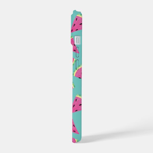 ミントスイカ模様 iPhone 15ケース (左側面)