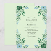 ミントスカイフォリアージュユーカリの結婚式 招待状 (正面/裏面)