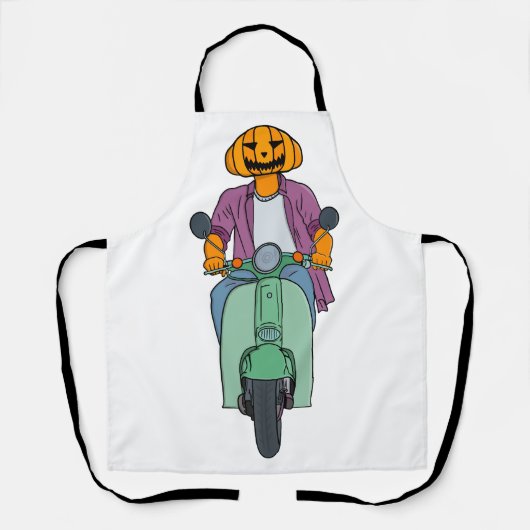 ミントスクーターに乗ったカボチャライダー エプロン (正面)