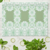 ミントスタイリッシュかわいらしグリーンフローラカップタオル キッチンタオル (折り畳み)