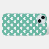 ミントスタイリッシュグリーン水玉模様パターンとハート Case-Mate iPhoneケース (裏面 (横))