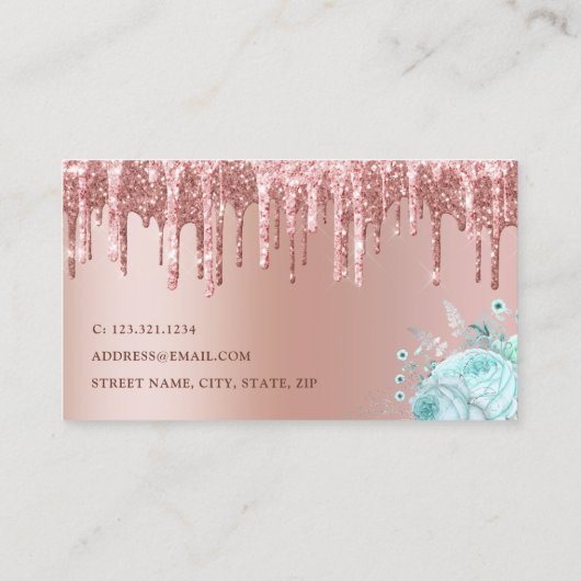 ミントスタイリッシュフローラグリッタードリップメイクアップ&ヘア 名刺 (裏面)