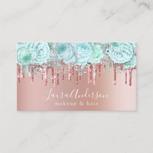 ミントスタイリッシュフローラグリッタードリップメイクアップ&ヘア 名刺 (正面)